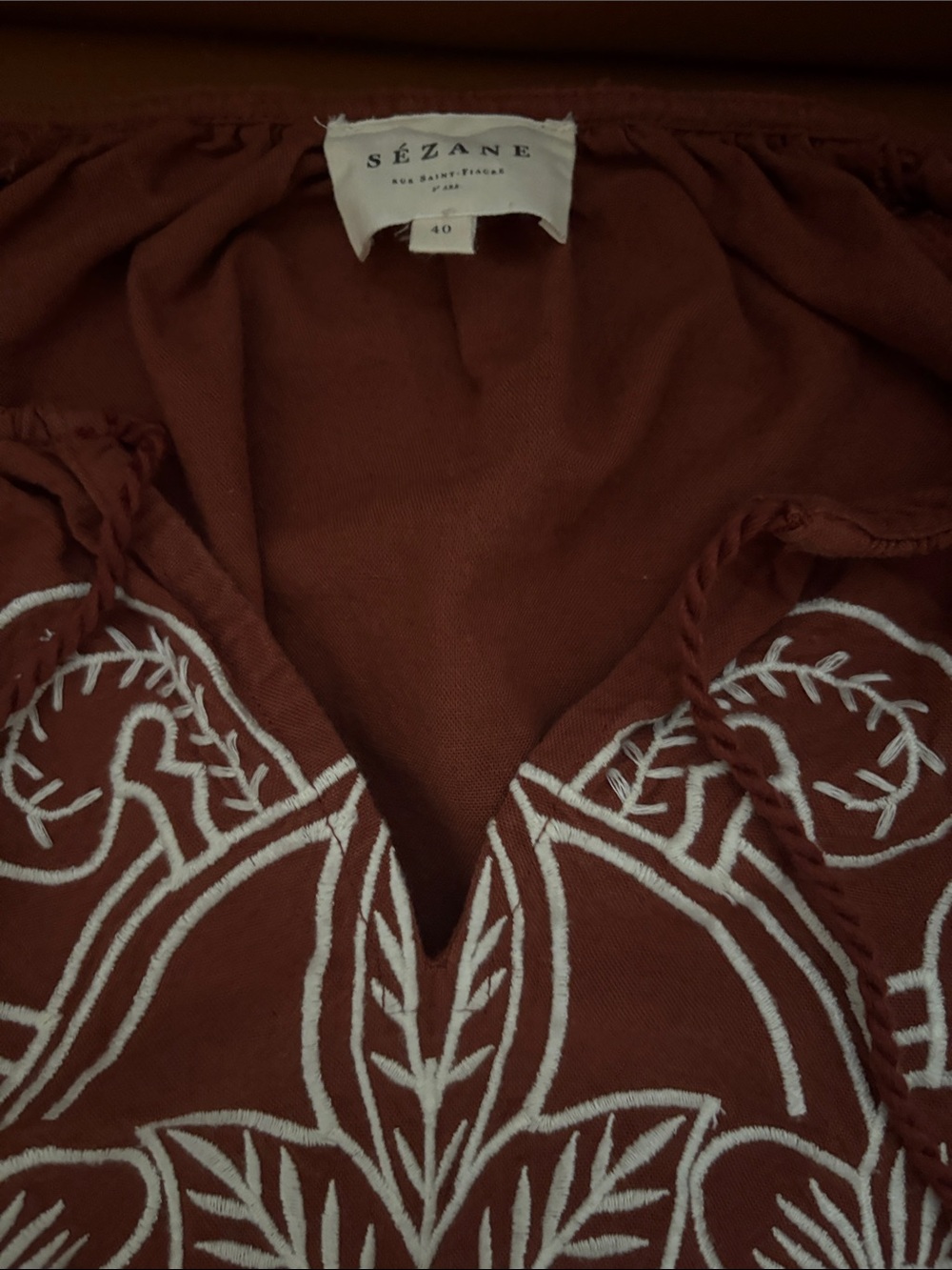 Sézane Moana Blouse Ecru Terracotta Size 40 / US 8 - Picture 2 of 4